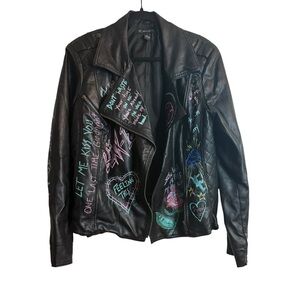 INC XL custom made Blink 182 vegan leather jacket